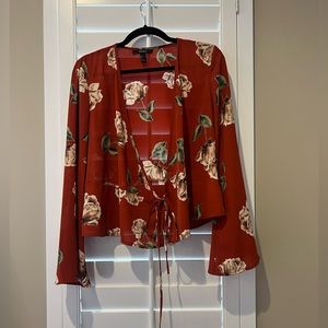Floral tie front blouse